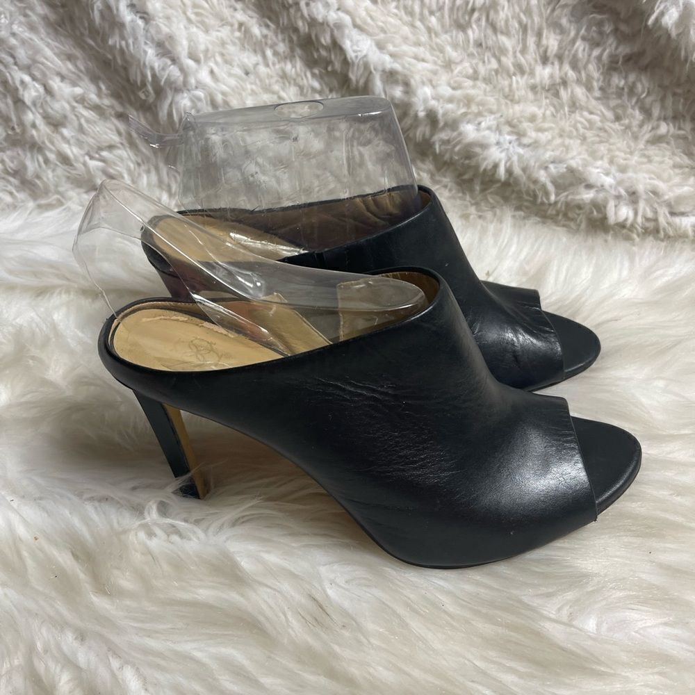 Ann Taylor leather black peep toe heels sandals size 9.5M